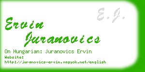 ervin juranovics business card